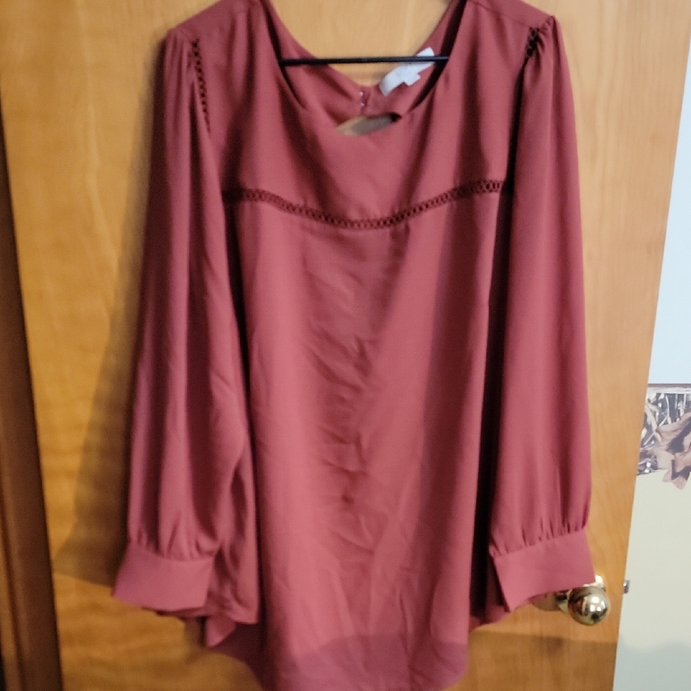 LOFT Women's Blouse in Deep Burgundy
